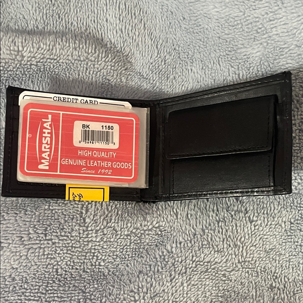 New Mens Marshal Black cowhide’ Leather Bi-Fold Wallet